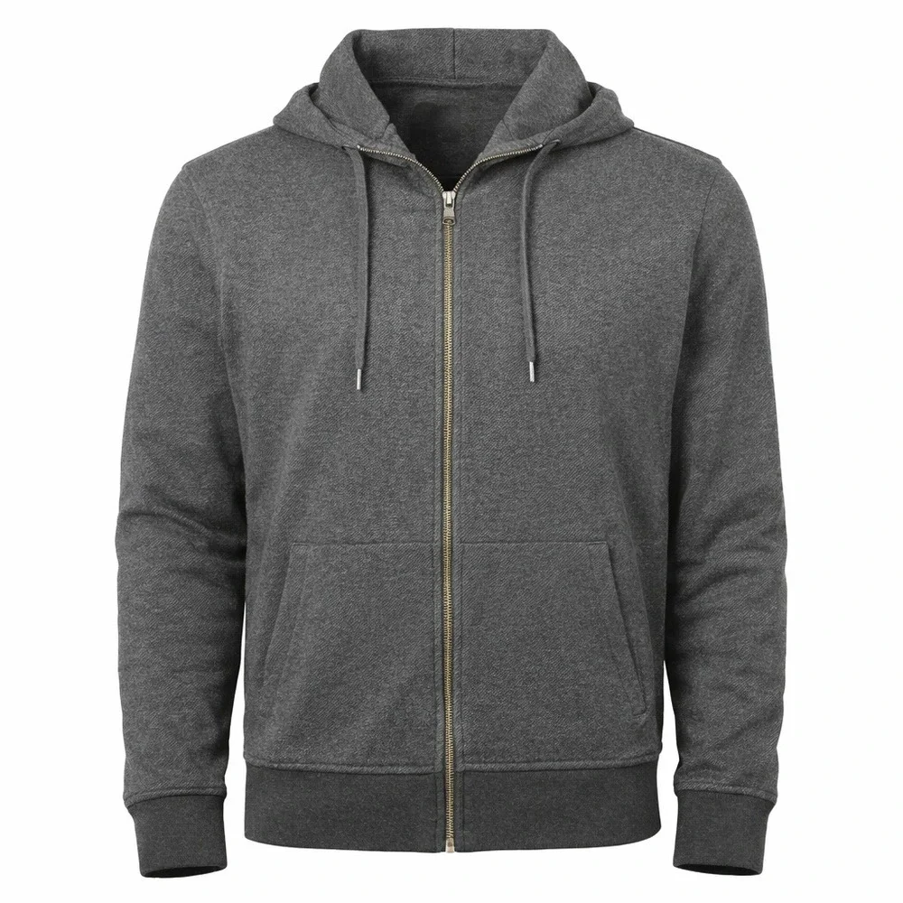 Banana Republic Mens XL Gray Full Zip Hoodie Double Collar‎ Textured Knit Jacket